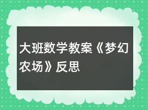 大班數(shù)學(xué)教案《夢(mèng)幻農(nóng)場(chǎng)》反思
