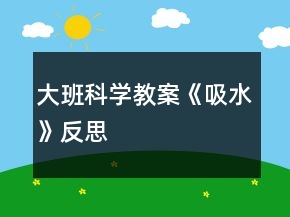 大班科學(xué)教案《吸水》反思