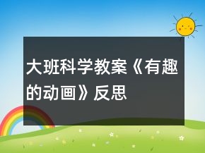 大班科學(xué)教案《有趣的動畫》反思