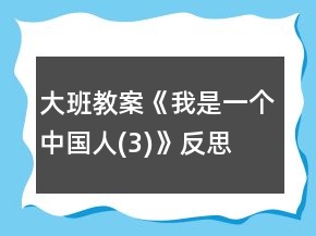 大班教案《我是一個中國人(3)》反思