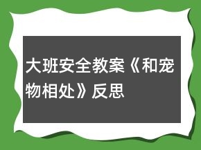 大班安全教案《和寵物相處》反思
