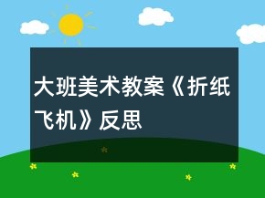 大班美術(shù)教案《折紙飛機(jī)》反思