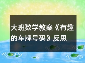 大班數(shù)學(xué)教案《有趣的車牌號(hào)碼》反思
