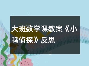 大班數(shù)學課教案《小鴨偵探》反思