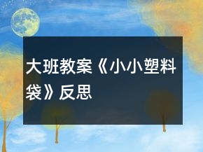大班教案《小小塑料袋》反思