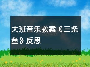 大班音樂教案《三條魚》反思