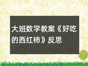 大班數(shù)學(xué)教案《好吃的西紅柿》反思