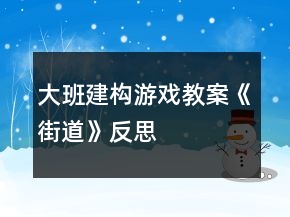 大班建構(gòu)游戲教案《街道》反思