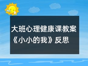 大班心理健康課教案《小小的我》反思