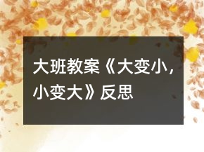 大班教案《大變小，小變大》反思