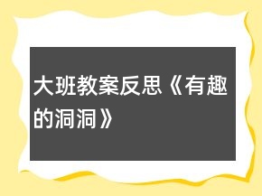 大班教案反思《有趣的洞洞》