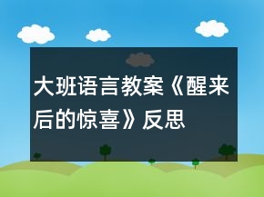 大班語言教案《醒來后的驚喜》反思