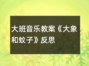 大班音樂(lè)教案《大象和蚊子》反思