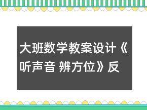 大班數(shù)學(xué)教案設(shè)計《聽聲音 辨方位》反思