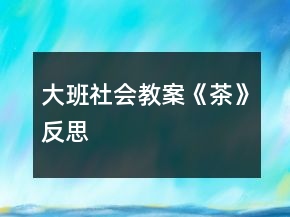 大班社會教案《茶》反思