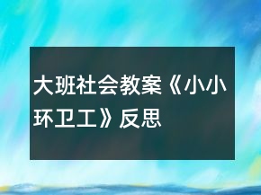 大班社會(huì)教案《小小環(huán)衛(wèi)工》反思