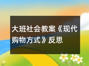 大班社會教案《現(xiàn)代購物方式》反思