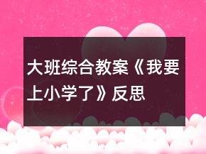 大班綜合教案《我要上小學(xué)了》反思