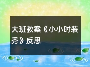 大班教案《小小時(shí)裝秀》反思