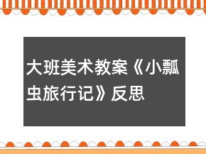 大班美術(shù)教案《小瓢蟲旅行記》反思