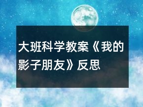 大班科學教案《我的影子朋友》反思