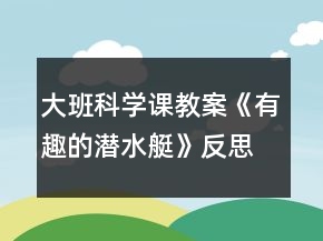 大班科學(xué)課教案《有趣的潛水艇》反思