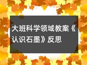 大班科學(xué)領(lǐng)域教案《認(rèn)識石墨》反思