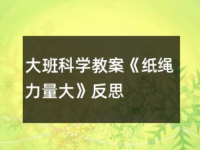 大班科學(xué)教案《紙繩力量大》反思