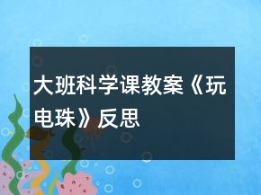 大班科學(xué)課教案《玩電珠》反思