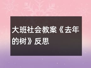 大班社會(huì)教案《去年的樹》反思