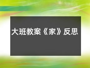 大班教案《家》反思