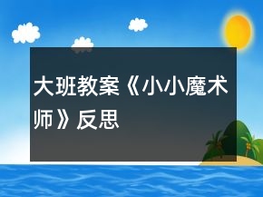 大班教案《小小魔術(shù)師》反思
