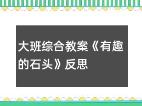 大班綜合教案《有趣的石頭》反思