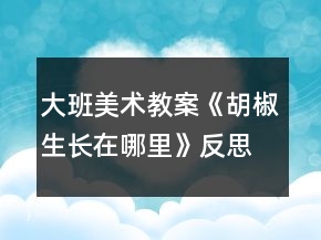 大班美術(shù)教案《胡椒生長在哪里》反思
