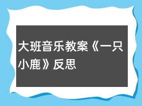 大班音樂教案《一只小鹿》反思