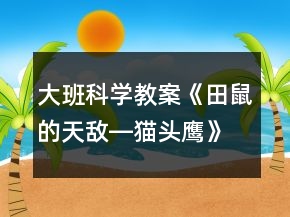 大班科學(xué)教案《田鼠的天敵―貓頭鷹》反思