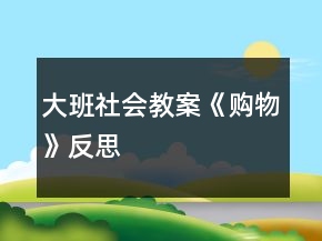 大班社會(huì)教案《購物》反思