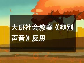 大班社會(huì)教案《辯別聲音》反思