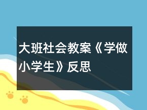大班社會教案《學(xué)做小學(xué)生》反思