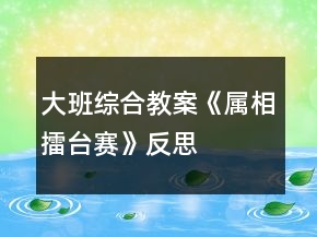 大班綜合教案《屬相擂臺(tái)賽》反思