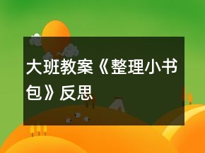 大班教案《整理小書包》反思