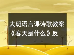 大班語(yǔ)言課詩(shī)歌教案《春天是什么》反思