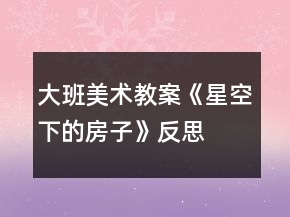 大班美術(shù)教案《星空下的房子》反思