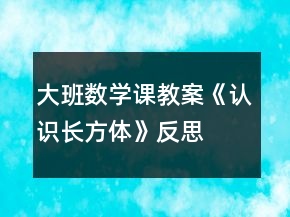 大班數學課教案《認識長方體》反思
