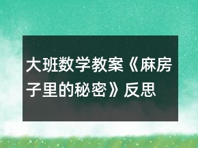 大班數(shù)學(xué)教案《麻房子里的秘密》反思