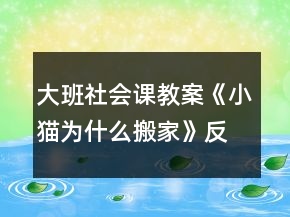 大班社會課教案《小貓為什么搬家》反思