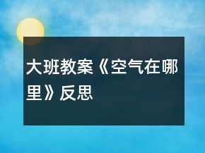 大班教案《空氣在哪里》反思
