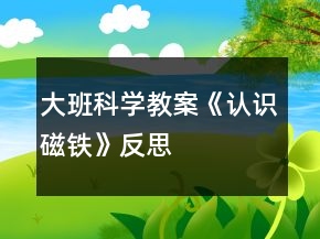 大班科學教案《認識磁鐵》反思