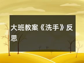 大班教案《洗手》反思