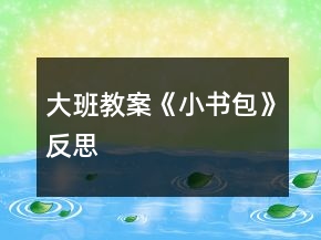 大班教案《小書包》反思